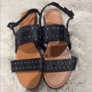 Vince Camuto Black and Tan Studded Sandals